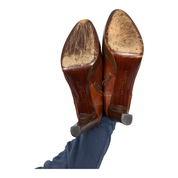 Ralph Lauren Purple Label Collection 8 1/2B Cognac Brown Leather fringe - Picture 14 of 14